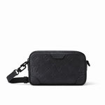 Monogram Embossed Leather Mini Pochette / Crossbody (All Black)