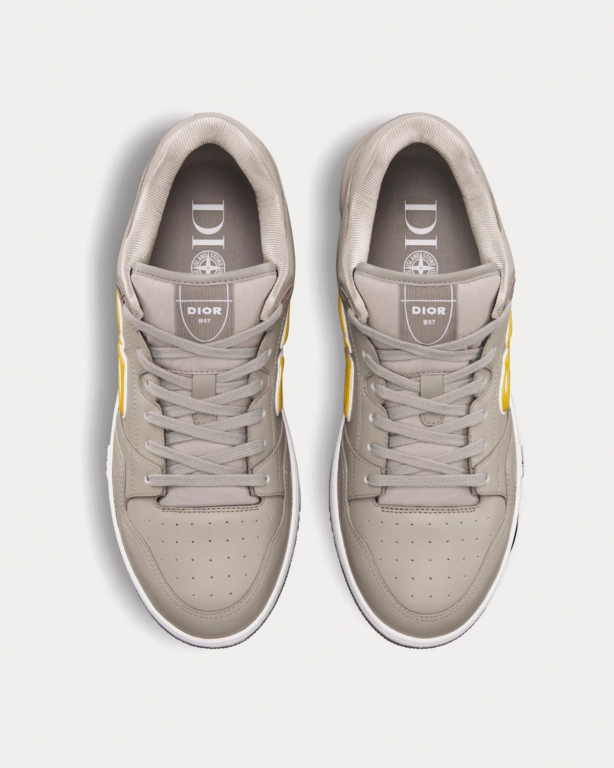 B57 Low-Top Sneakers in Taupe with Yellow CD Signature