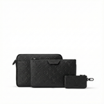 Monogram Embossed Leather Trio Messenger Bag(Black)