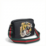 Tiger Embroidered Leather Crossbody Bag