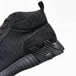 High-Top Sneakers in Black Suede Calfskin and Mesh