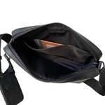 Monogram Embossed Black Messenger Crossbody Bag