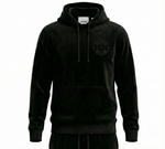Velour Hooded Tracksuit in Black
