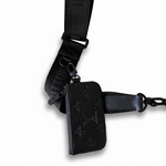 Monogram Embossed Black Messenger Crossbody Bag