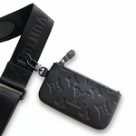 Monogram Embossed Black Messenger Crossbody Bag