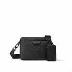 Monogram Embossed Leather Trio Messenger Bag(Black)