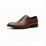 Brown Patent Croc-Embossed Oxford Shoes