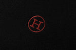 Signature Black Wool Crewneck Sweater with Red Trim