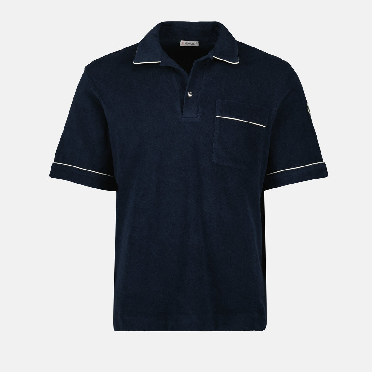 Navy Towelling Polo with Contrast Trim