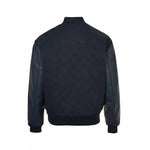 Navy Monogram Embossed Varsity Jacket