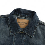 Heart & Logo Print Washed Denim Jacket