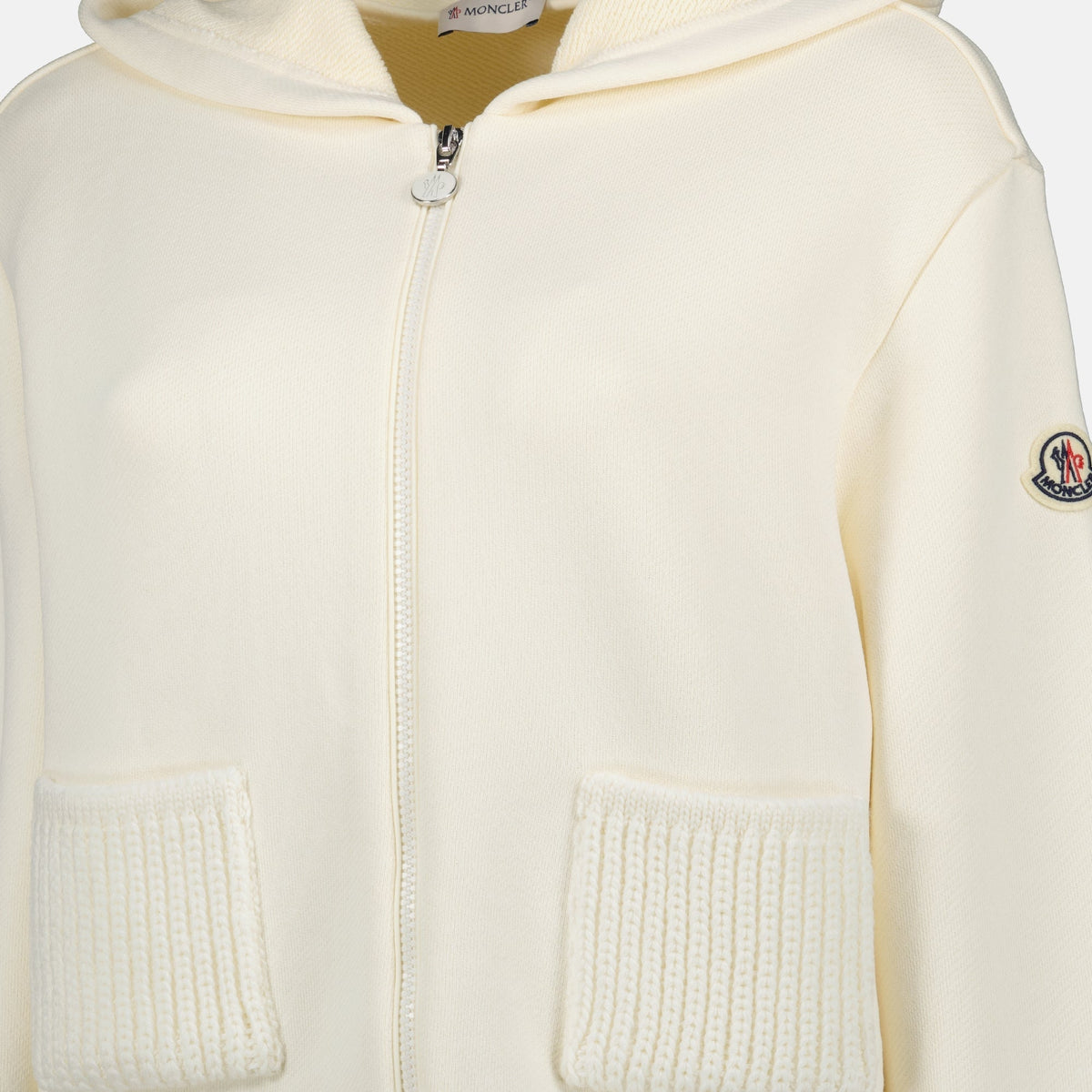 Ivory Knit Zip-Up Hoodie