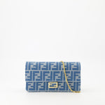 Baguette Chain Wallet – Denim Jacquard