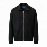 Black Faux Deerskin Monogram Zip Jacket