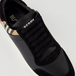 Check Leather and Velvet Sneakers