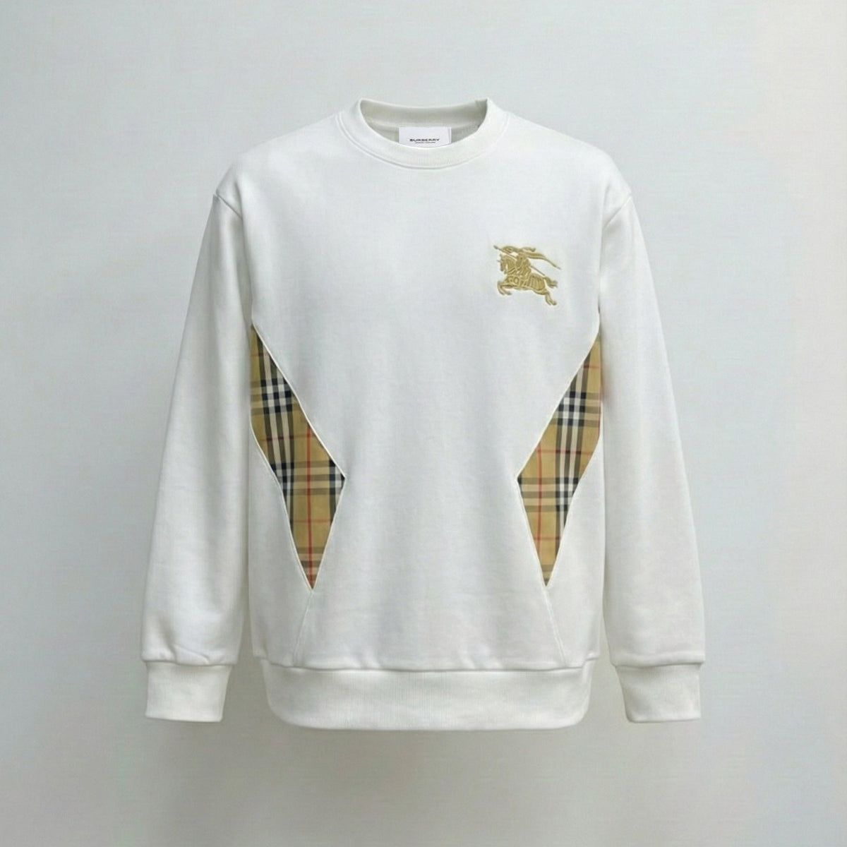 KD Embroidery Checked Panel Sweatshirt | Black and White