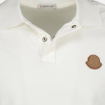 Off-White Polo with Leather Logo Patch