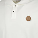 Off-White Polo with Leather Logo Patch
