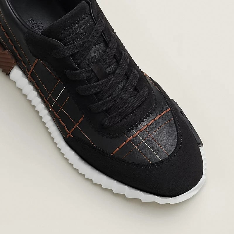 Bouncing Sneaker in Black Calfskin and Suede
