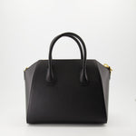Black Leather Antigona Handle Bag