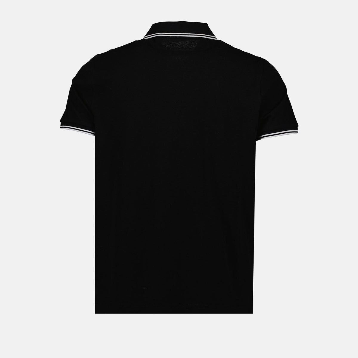 Black Polo Shirt with Contrast Stripe Trim