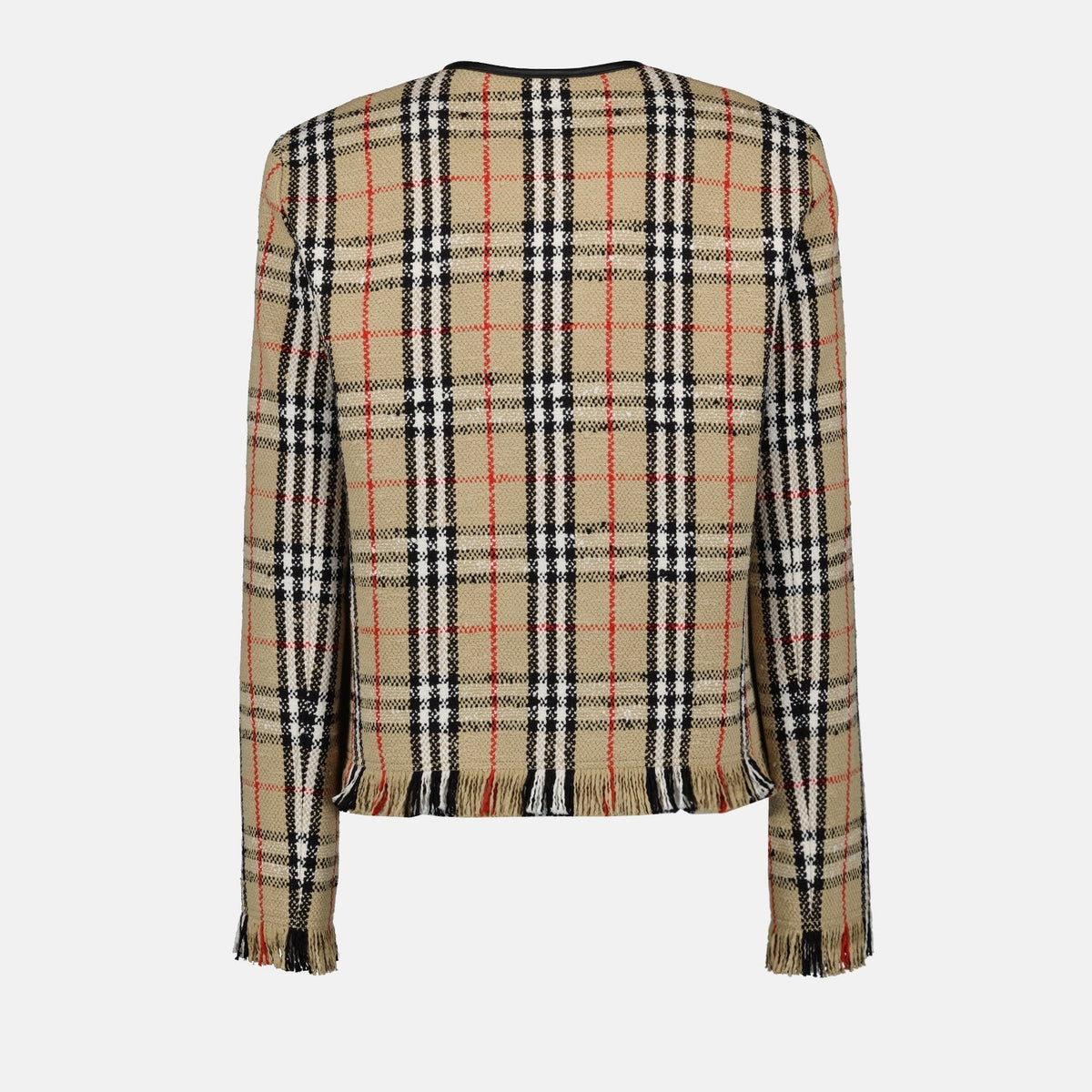 Vintage Check Tweed Fringe Jacket