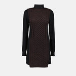Cable-Knit Panel Turtleneck Dress