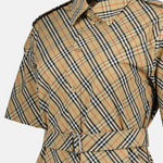 Short Sleeve Check Belted Shirt Dress