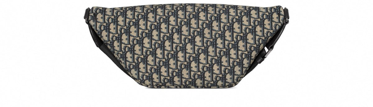 Oblique Jacquard Belt Bag Beige and Blue