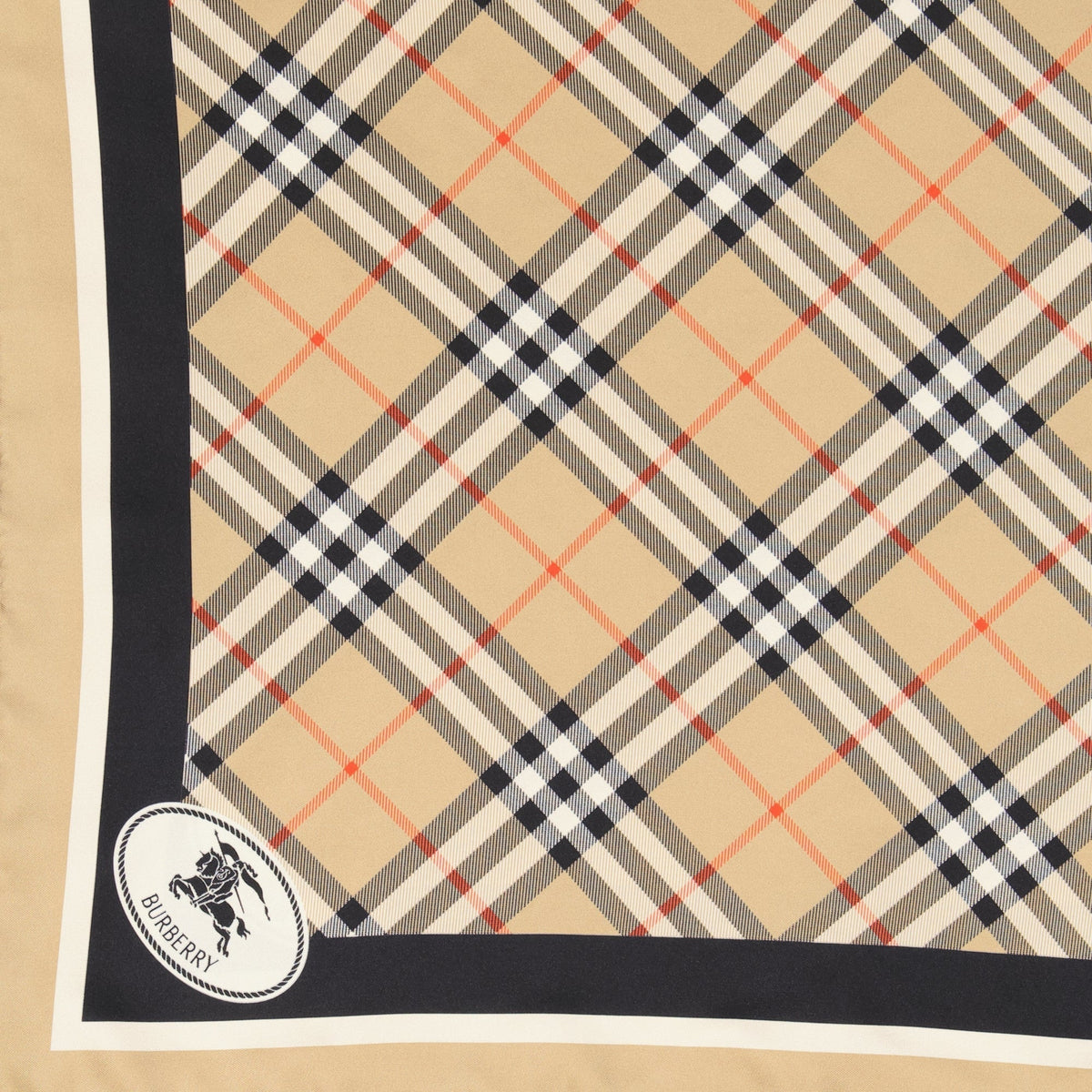 Check Silk Scarf with Contrast Border