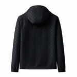 Black Monogram Hooded Windbreaker Jacket