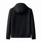 Black Monogram Hooded Windbreaker Jacket