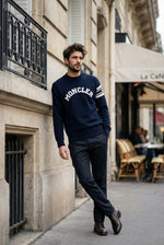 Logo Motif Cotton Knit Sweater