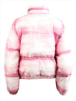 Pink Painterly Print Puffer Jacket