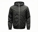 Black LV Monogram Hooded Windbreaker