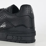 LV Black Leather Studded Low-Top Sneakers