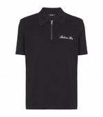 Zip-Neck Embroidered Polo Shirt