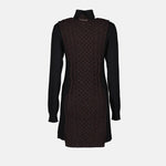 Cable-Knit Panel Turtleneck Dress