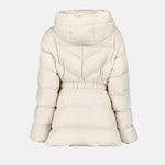 Cream Belted Hooded Puffer Jacket