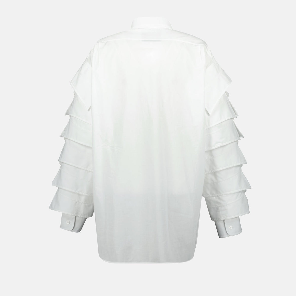 Ruffle-Sleeve Cotton Shirt