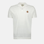 Off-White Polo with Leather Logo Patch