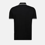 Black Polo Shirt with Contrast Stripe Collar