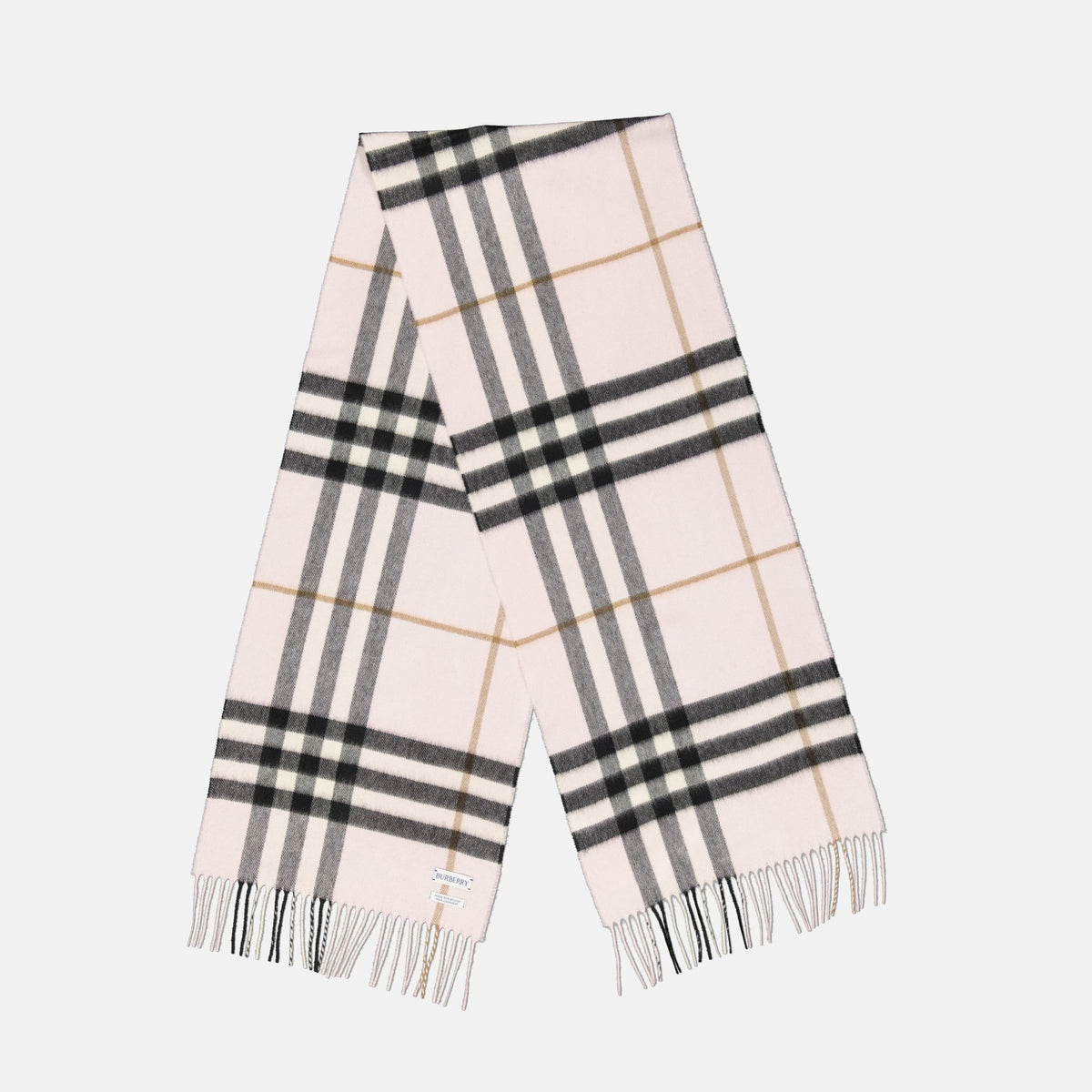 Classic Check Cashmere Scarf – Soft Pink