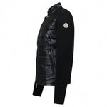 Padded Wool Zip-Up Cardigan - Black