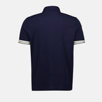 Navy Polo with Striped Sleeve Detail