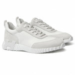 Bouncing Sneaker in White Suede and Technical Knit