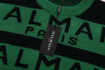 Striped Logo Intarsia Crewneck - Green