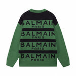 Striped Logo Intarsia Crewneck - Green