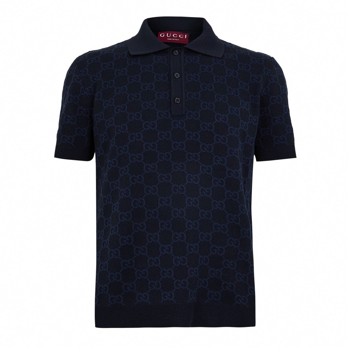 GG Monogram Cotton Silk Polo Shirt