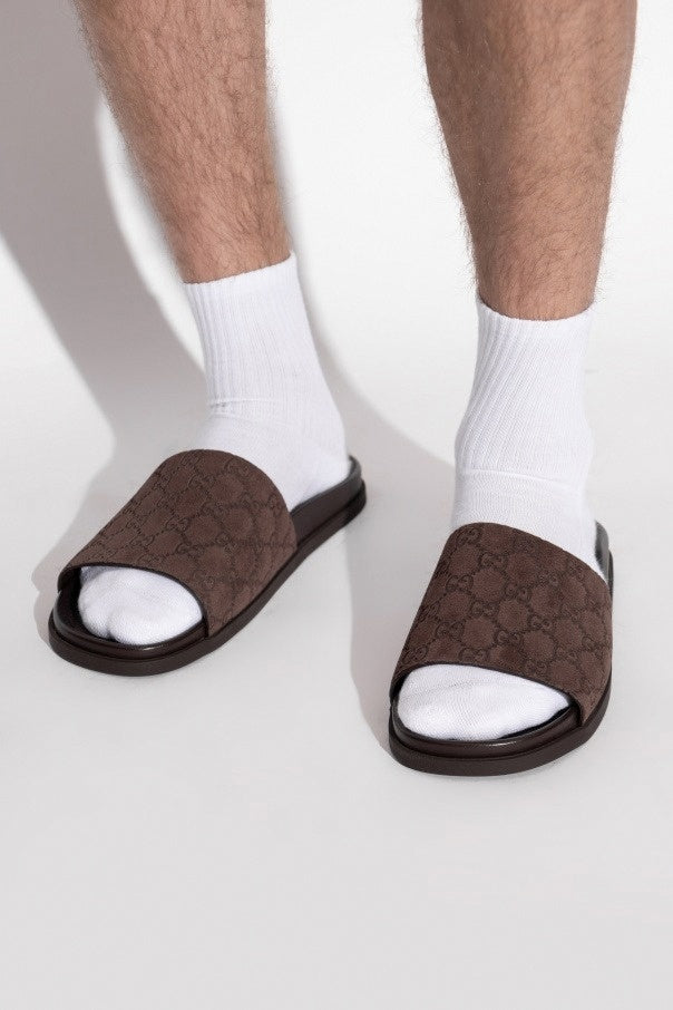 Brown Slides with monogram